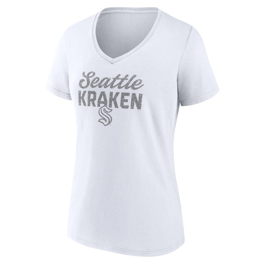 Seattle Kraken Fanatics Women's White Out V-Neck T-Shirt