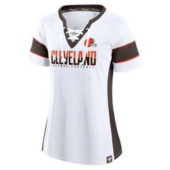 NFL Cleveland Browns Women's Athena Lace-Up V-Neck T-Shirt
