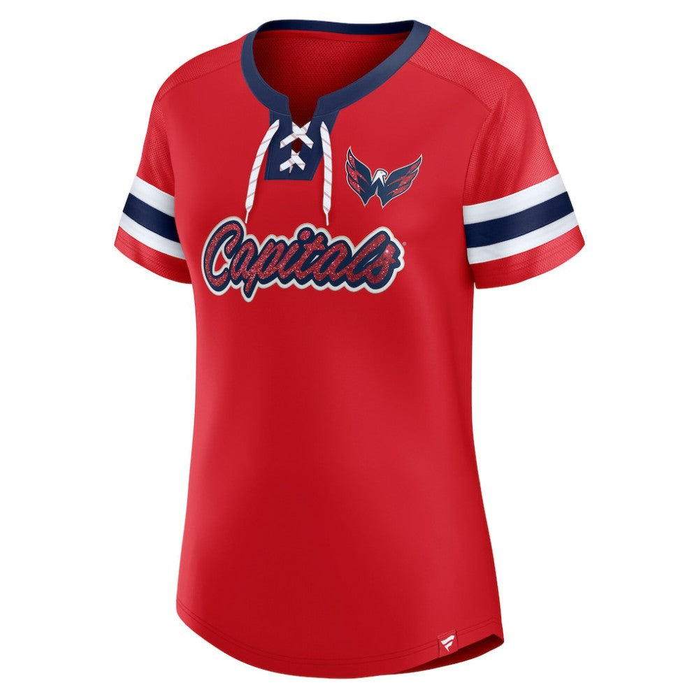 Washington Capitals Fanatics Women's Iconic Athena Lace-Up T-Shirt