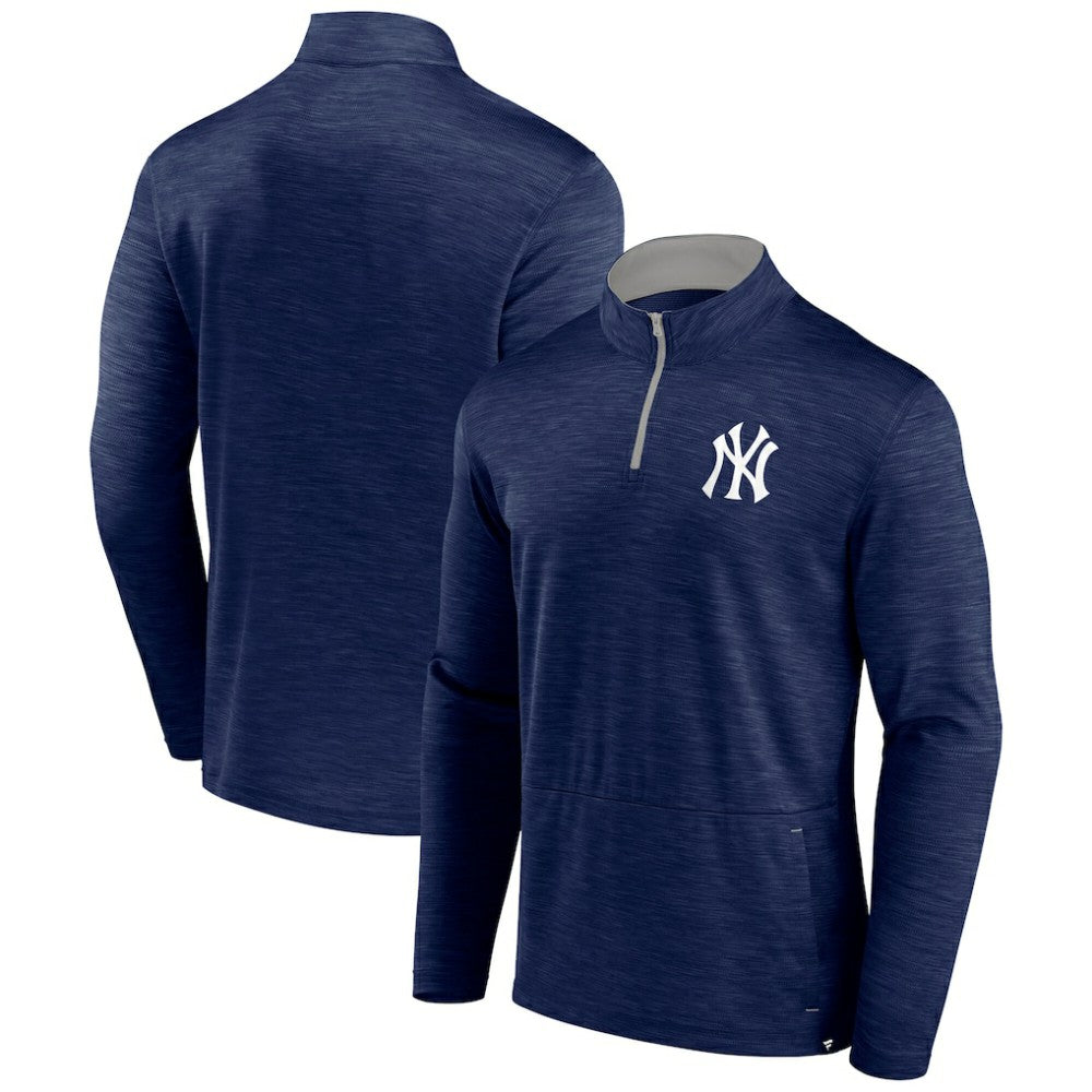 New York Yankees Fundamentals Quarter-Zip Pullover - Heather Navy
