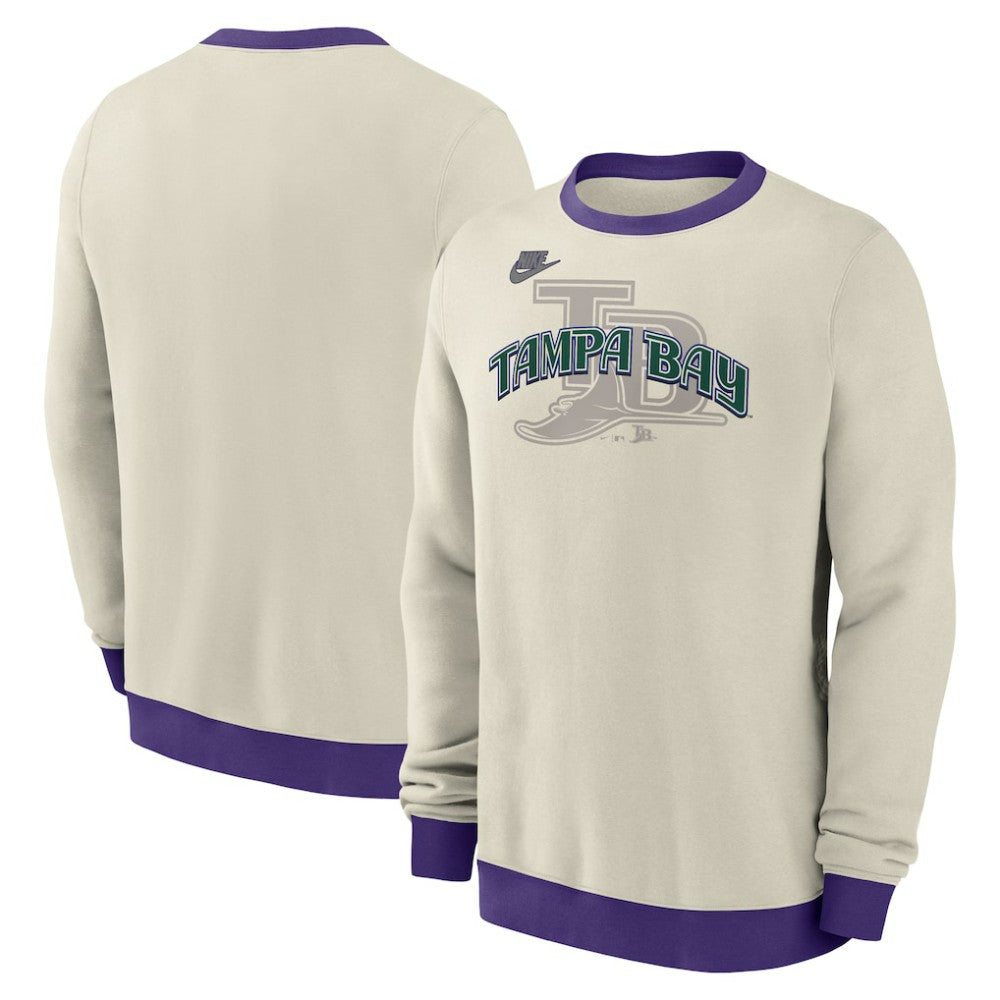 Tampa Bay Rays Cooperstown Collection Fleece Pullover Sweatshirt - Cream | Nike