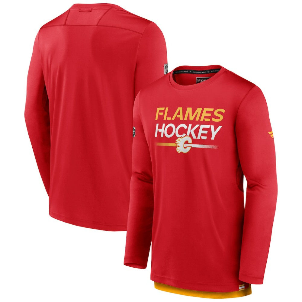 Calgary Flames Fanatics Authentic Pro Tech Long Sleeve T-Shirt