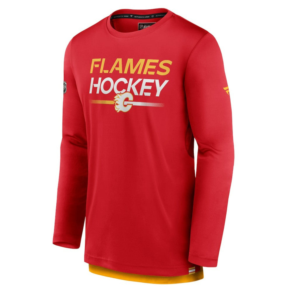 Calgary Flames Fanatics Authentic Pro Tech Long Sleeve T-Shirt