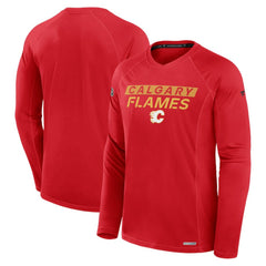 Calgary Flames Fanatics Authentic Pro Rink Tech Raglan Long Sleeve T-Shirt