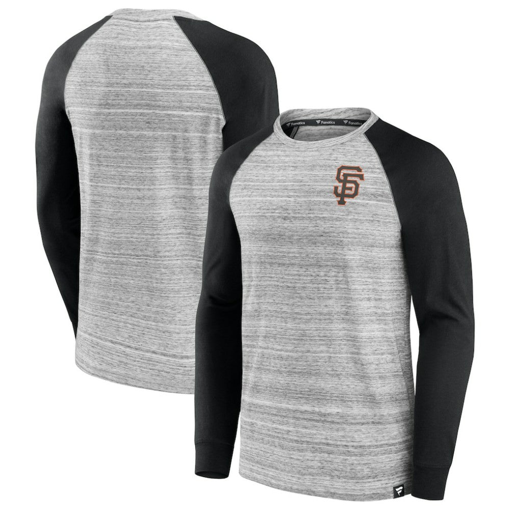 San Francisco Giants Iconic Streaky Raglan Long Sleeve T-Shirt - Gray/Black