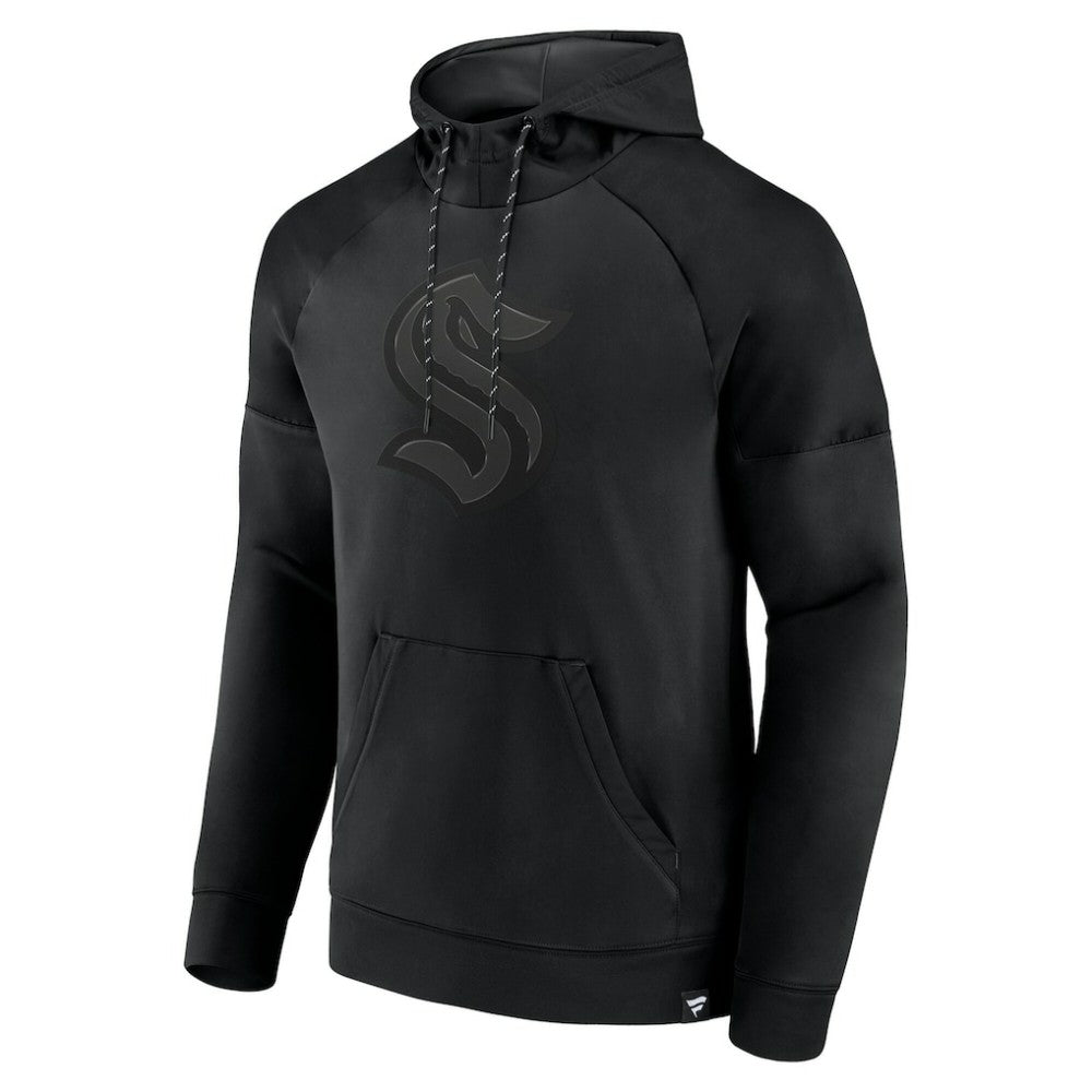 Seattle Kraken Fanatics Black Ice Defender Raglan Pullover Hoodie