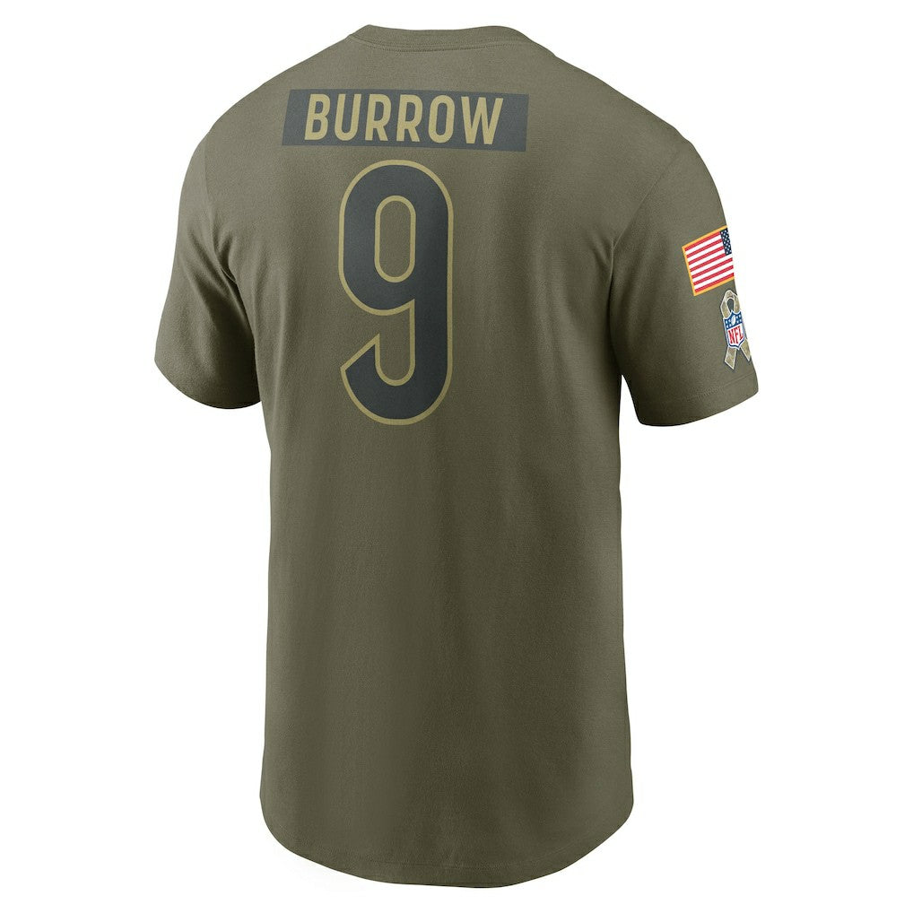 NFL Cincinnati Bengals Joe Burrow  2025 Salute to Service Name & Number T-Shirt