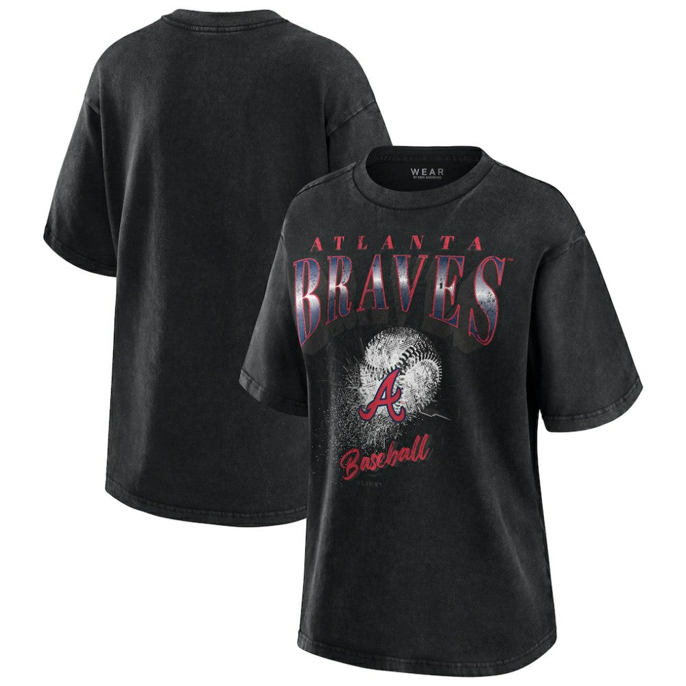 Atlanta Braves WEAR by Erin Andrews Women's Oversized Boyfriend T-Shirt - Charcoal