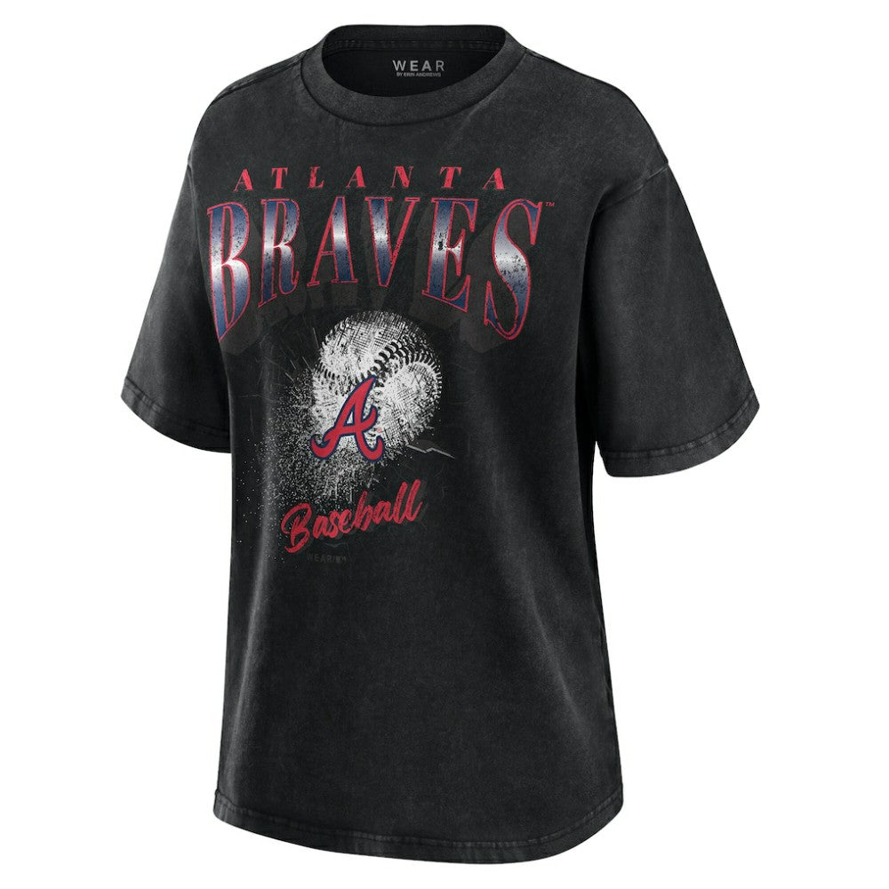 Atlanta Braves WEAR by Erin Andrews Women's Oversized Boyfriend T-Shirt - Charcoal