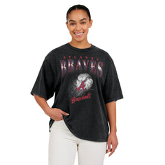 Atlanta Braves WEAR by Erin Andrews Women's Oversized Boyfriend T-Shirt - Charcoal
