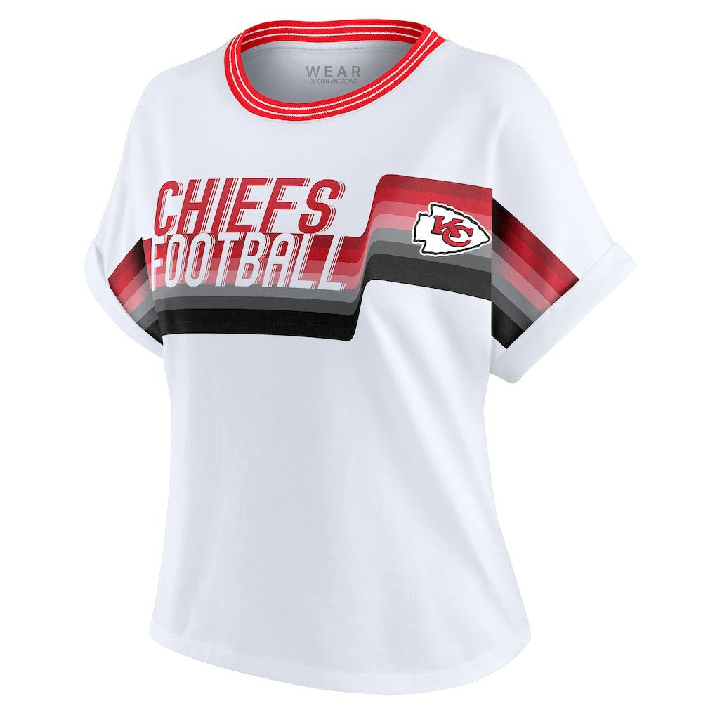 NFL Kansas City Chiefs WEAR by Erin Andrews Women's Cropped Center Stripe Dolman T-Shirt