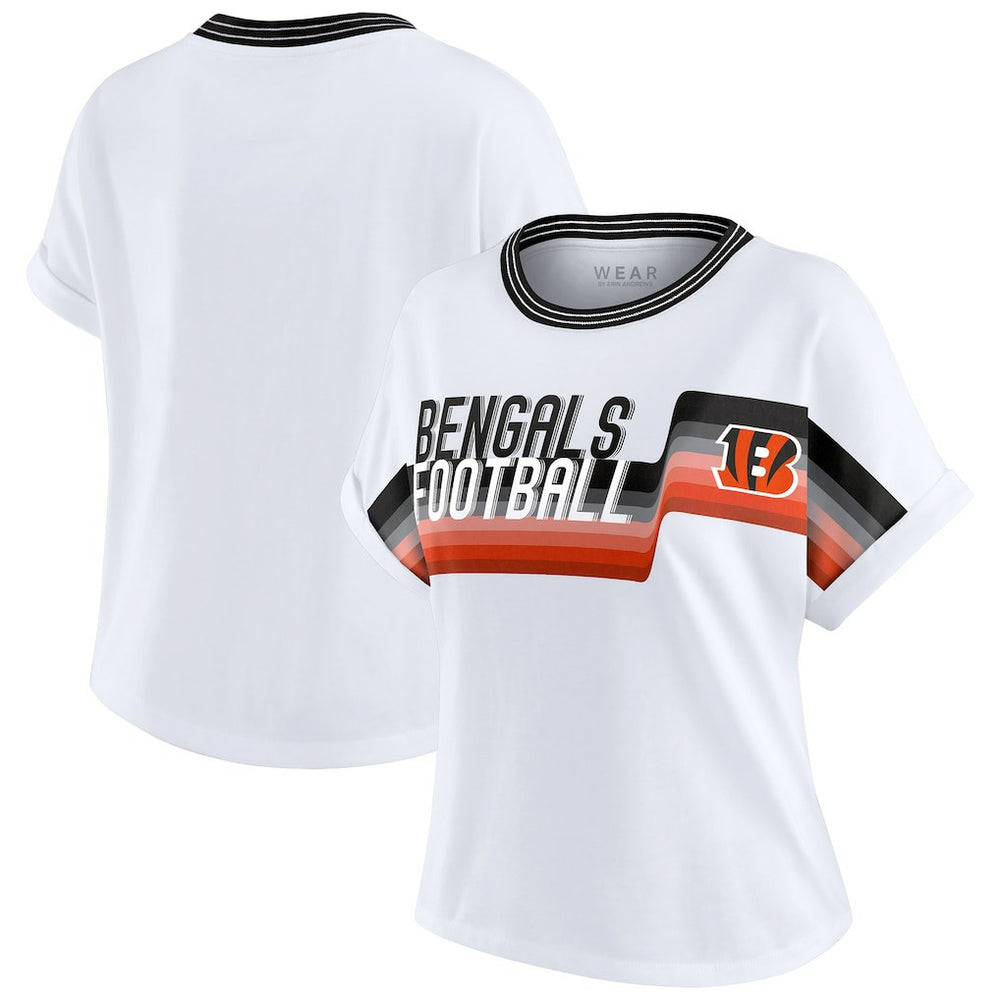 NFL Cincinnati Bengals WEAR by Erin Andrews Women's Cropped Center Stripe Dolman T-Shirt
