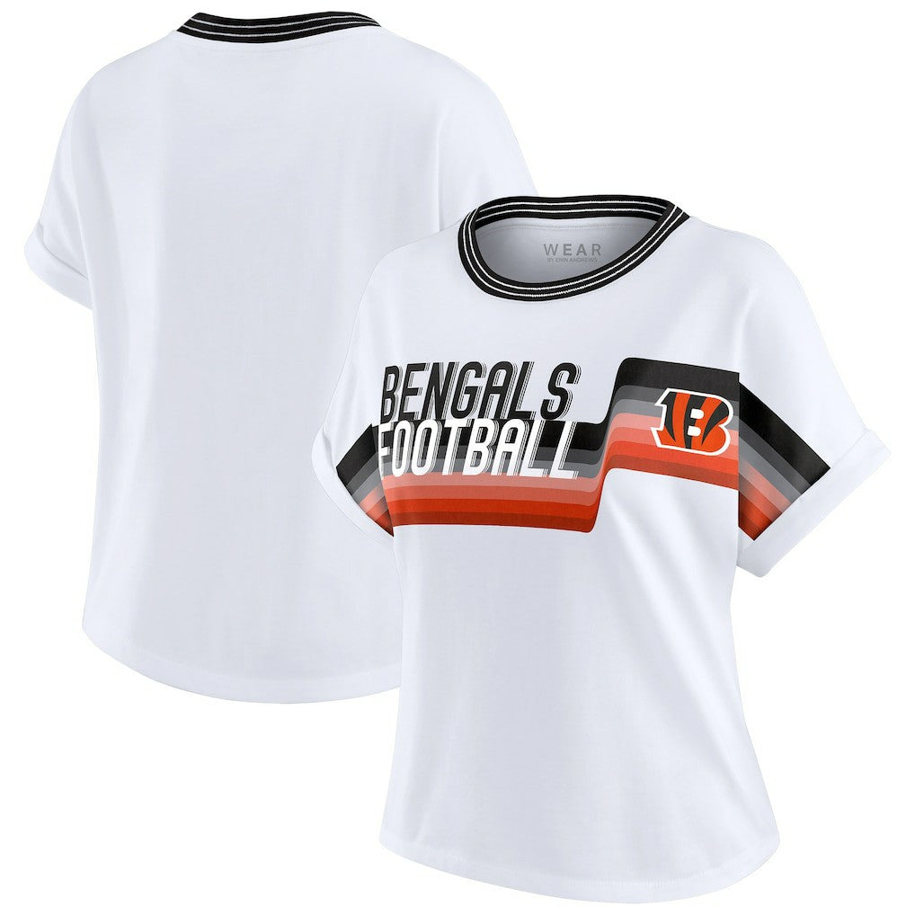 NFL Cincinnati Bengals WEAR by Erin Andrews Women's Cropped Center Stripe Dolman T-Shirt
