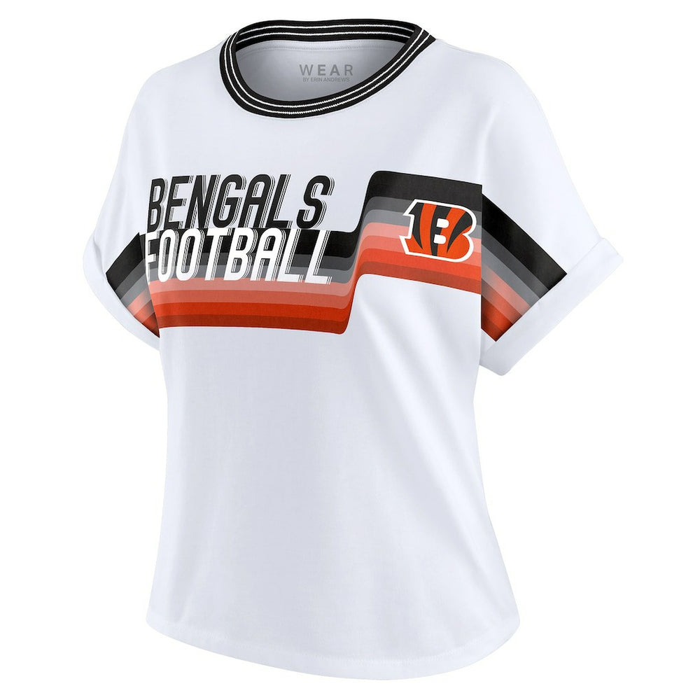 NFL Cincinnati Bengals WEAR by Erin Andrews Women's Cropped Center Stripe Dolman T-Shirt