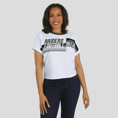 NFL Las Vegas Raiders WEAR by Erin Andrews Women's Cropped Center Stripe Dolman T-Shirt