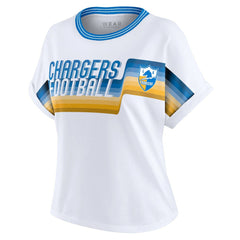 NFL Los Angeles Chargers WEAR by Erin Andrews Women's Cropped Center Stripe Dolman T-Shirt