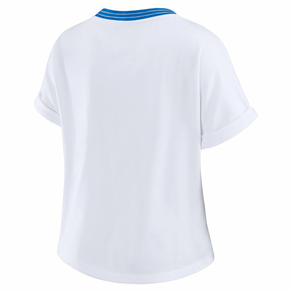 NFL Los Angeles Chargers WEAR by Erin Andrews Women's Cropped Center Stripe Dolman T-Shirt