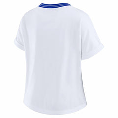 NFL Los Angeles Rams WEAR by Erin Andrews Women's Cropped Center Stripe Dolman T-Shirt