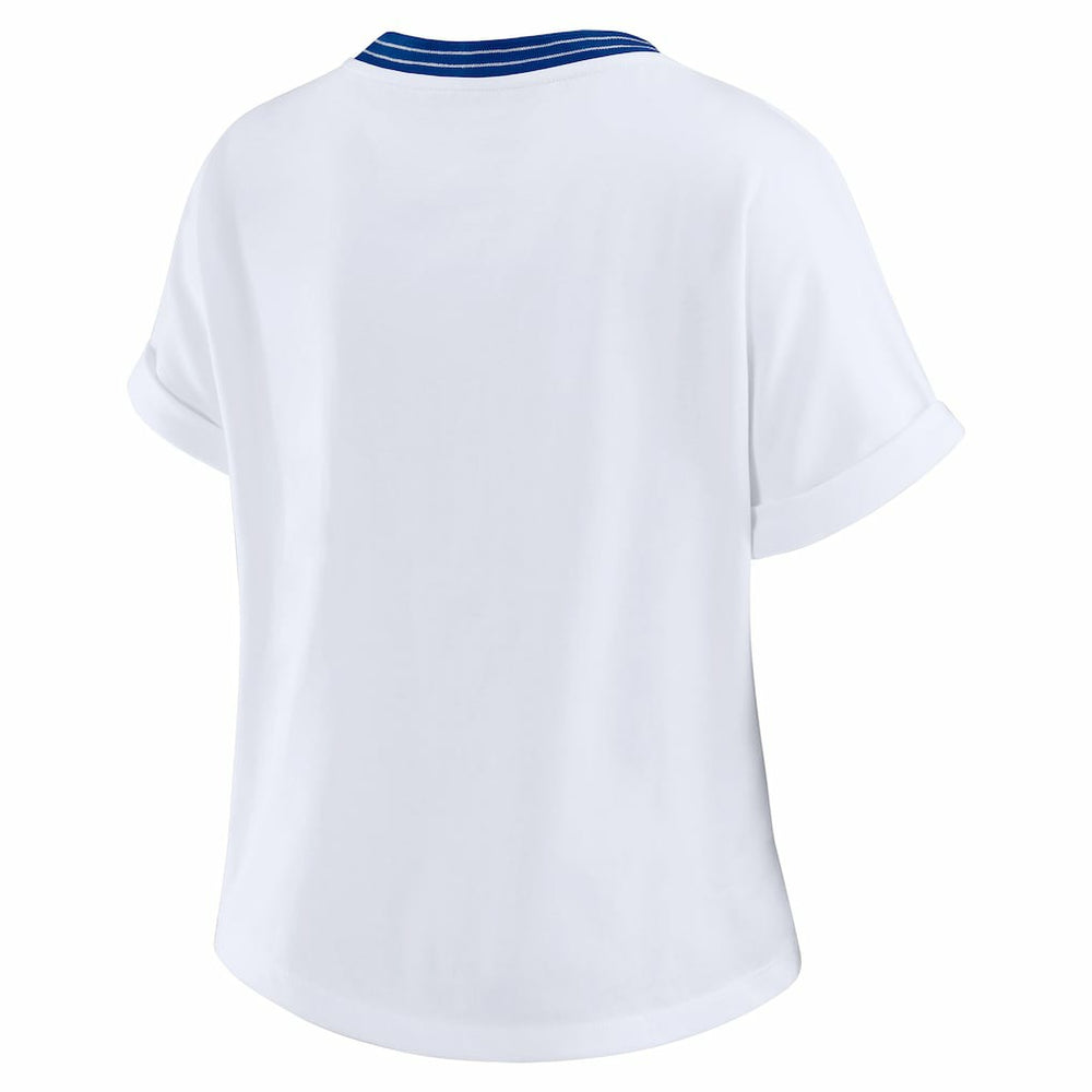 NFL New England Patriots WEAR by Erin Andrews Women's Cropped Center Stripe Dolman T-Shirt
