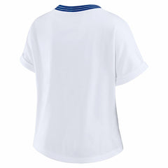 NFL New England Patriots WEAR by Erin Andrews Women's Cropped Center Stripe Dolman T-Shirt
