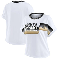 NFL New Orleans Saints WEAR by Erin Andrews Women's Cropped Center Stripe Dolman T-Shirt