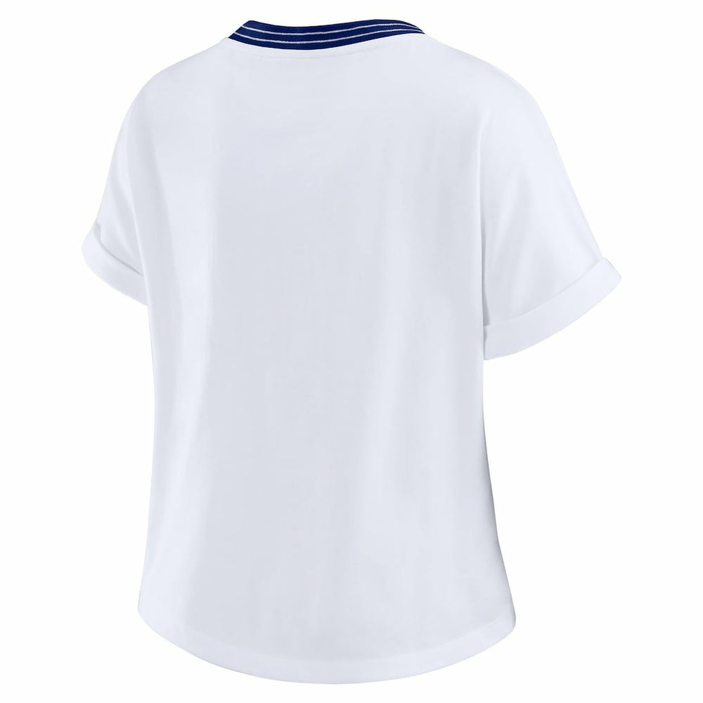 NFL New York Giants WEAR by Erin Andrews Women's Cropped Center Stripe Dolman T-Shirt
