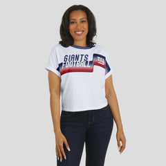 NFL New York Giants WEAR by Erin Andrews Women's Cropped Center Stripe Dolman T-Shirt