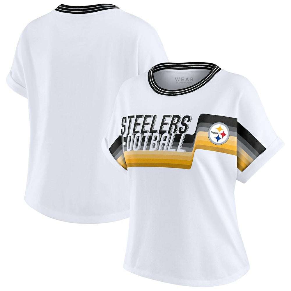 NFL Pittsburgh Steelers WEAR by Erin Andrews Women's Cropped Center Stripe Dolman T-Shirt