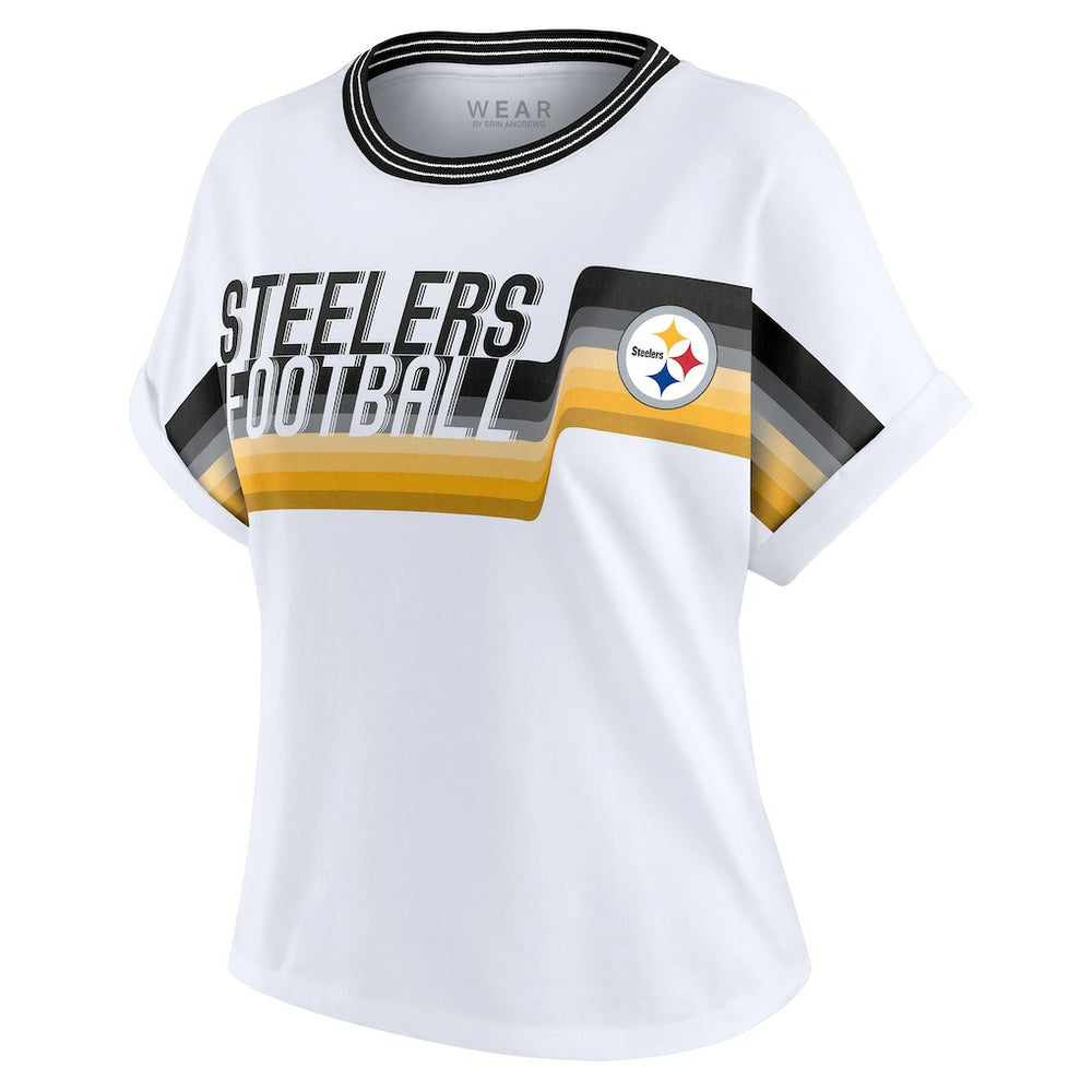 NFL Pittsburgh Steelers WEAR by Erin Andrews Women's Cropped Center Stripe Dolman T-Shirt