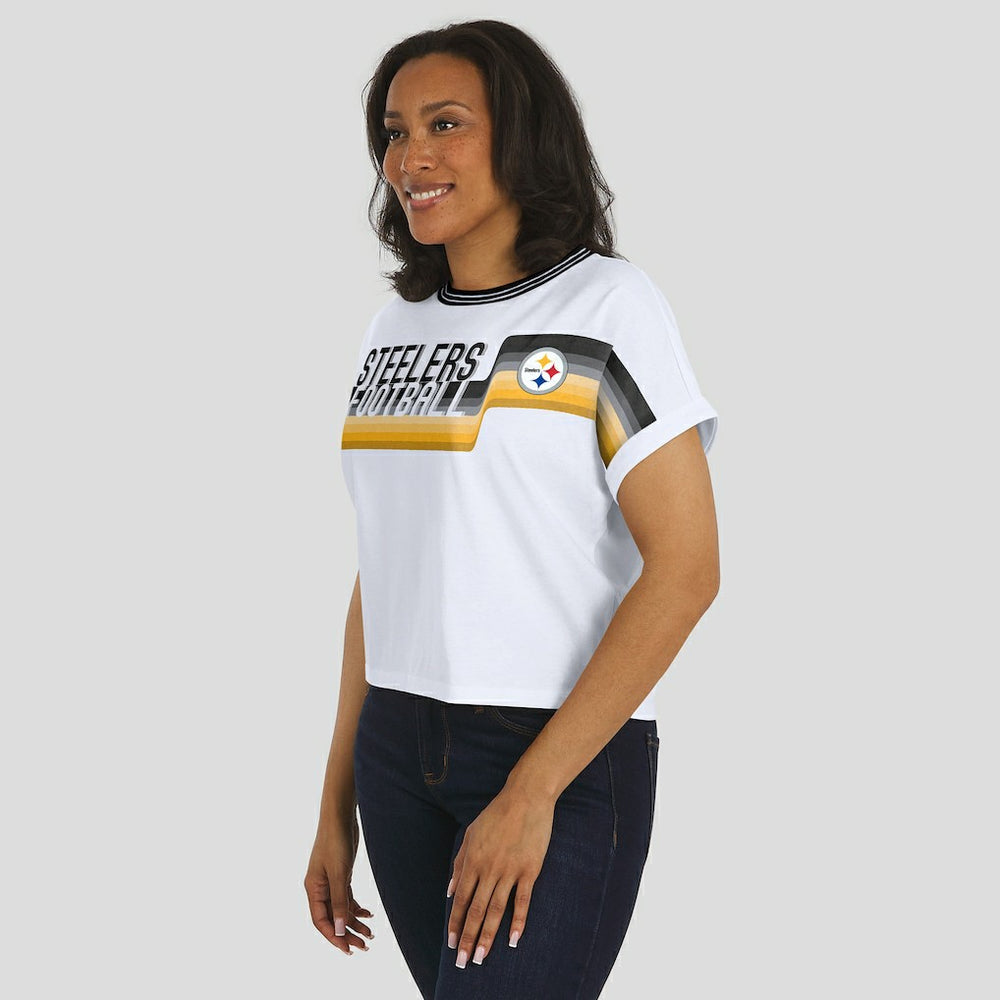 NFL Pittsburgh Steelers WEAR by Erin Andrews Women's Cropped Center Stripe Dolman T-Shirt