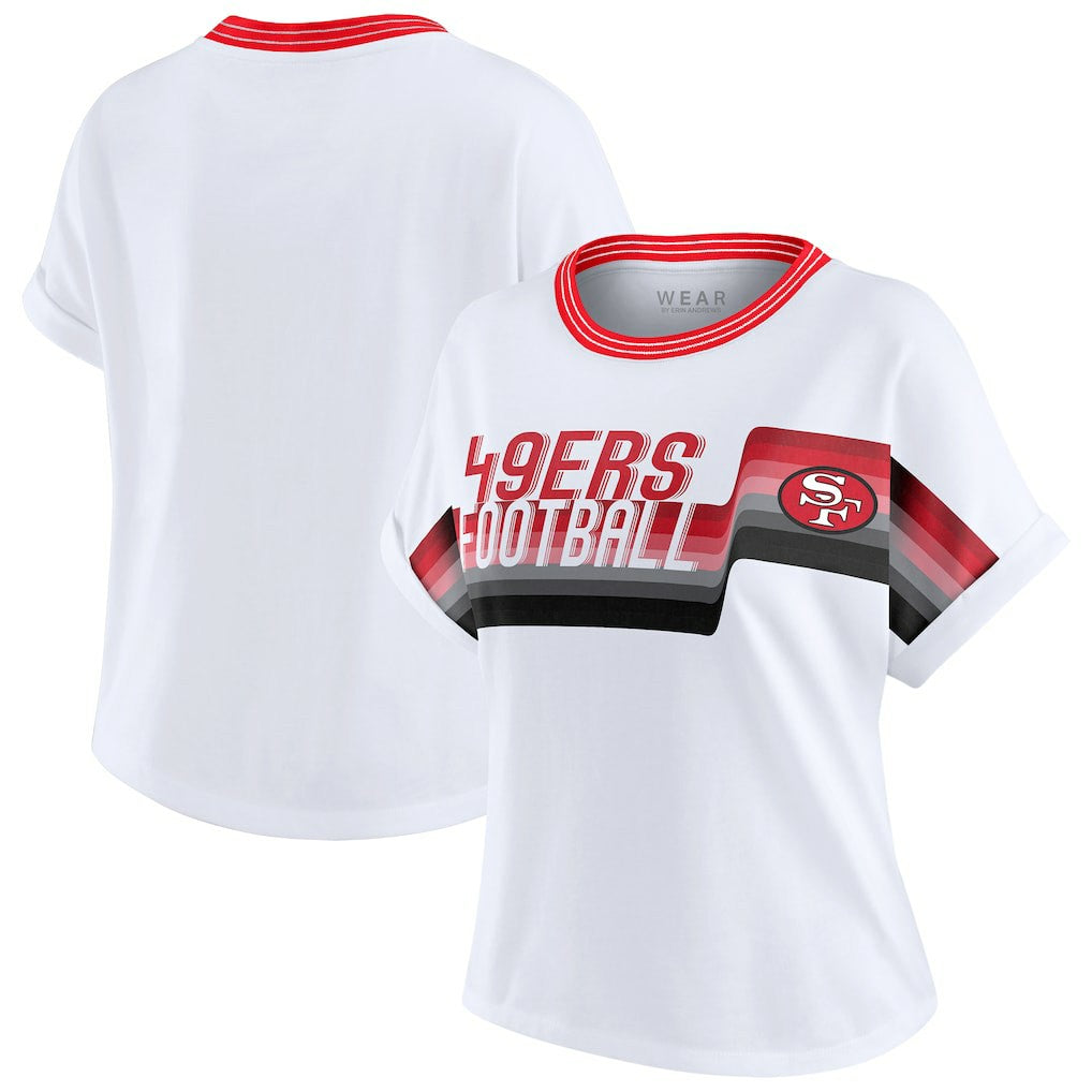 NFL San Francisco 49ers WEAR by Erin Andrews Women's Cropped Center Stripe Dolman T-Shirt