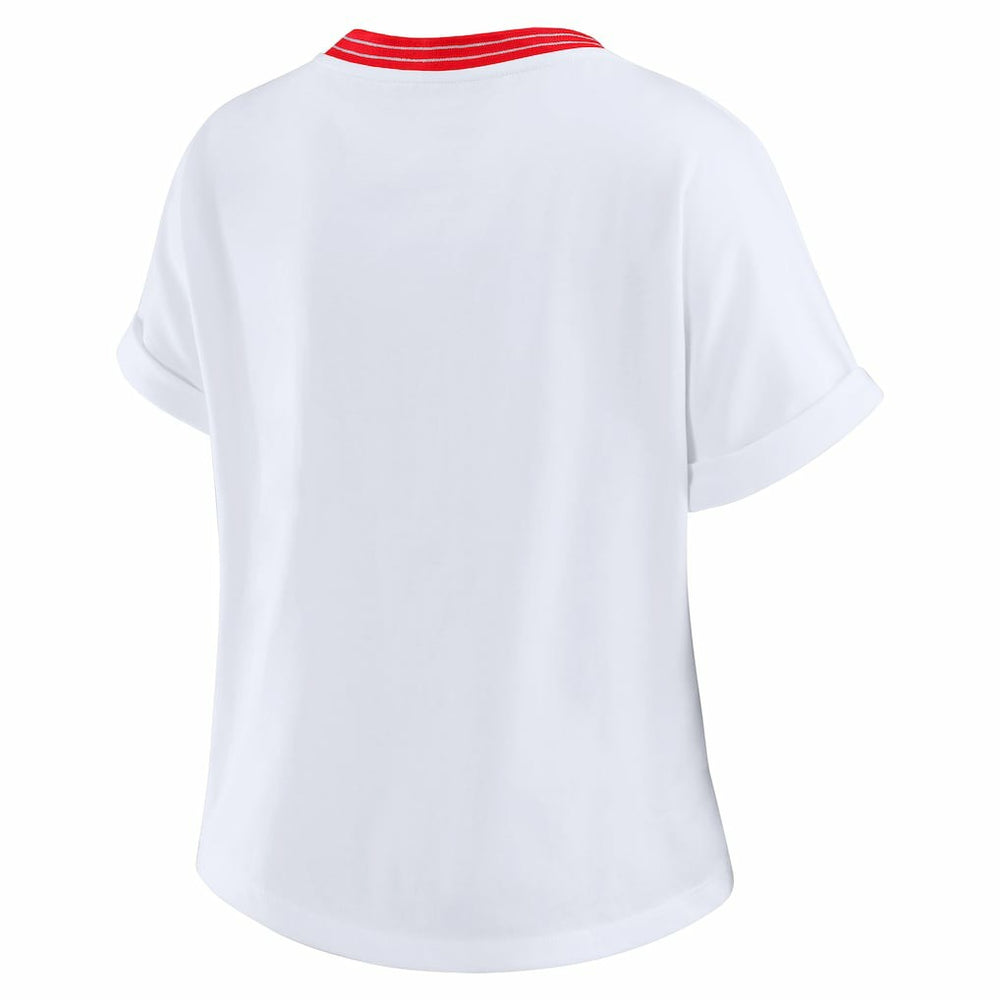 NFL San Francisco 49ers WEAR by Erin Andrews Women's Cropped Center Stripe Dolman T-Shirt