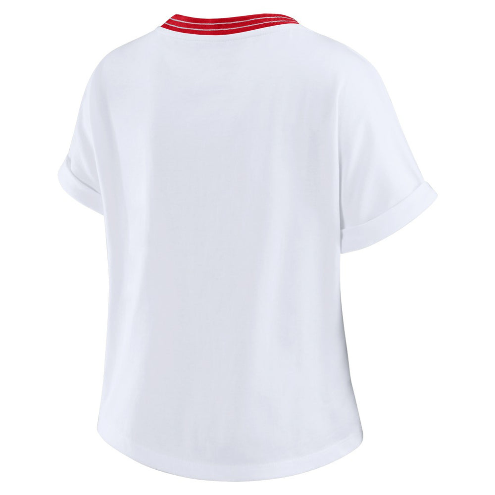 NFL Tampa Bay Buccaneers WEAR by Erin Andrews Women's Cropped Center Stripe Dolman T-Shirt