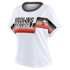 NFL Cleveland Browns WEAR by Erin Andrews Women's Cropped Center Stripe Dolman T-Shirt