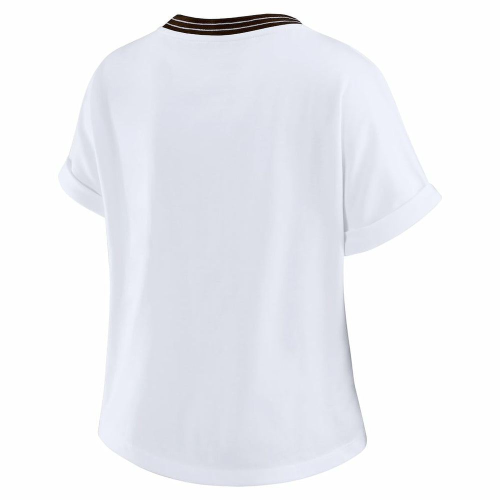 NFL Cleveland Browns WEAR by Erin Andrews Women's Cropped Center Stripe Dolman T-Shirt