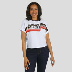 NFL Cleveland Browns WEAR by Erin Andrews Women's Cropped Center Stripe Dolman T-Shirt