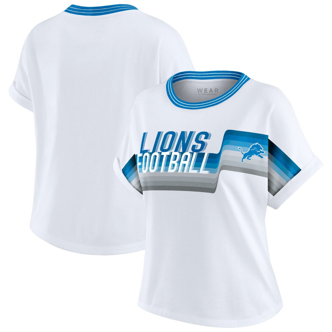 NFL Detroit Lions WEAR by Erin Andrews Women's Cropped Center Stripe Dolman T-Shirt