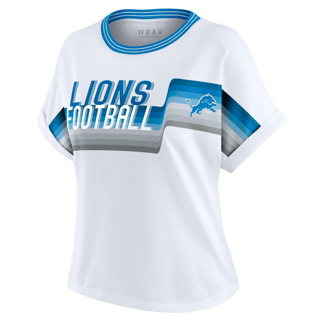 NFL Detroit Lions WEAR by Erin Andrews Women's Cropped Center Stripe Dolman T-Shirt