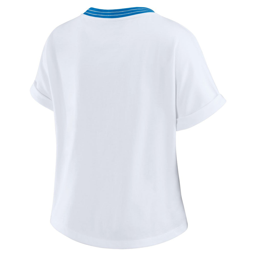 NFL Detroit Lions WEAR by Erin Andrews Women's Cropped Center Stripe Dolman T-Shirt