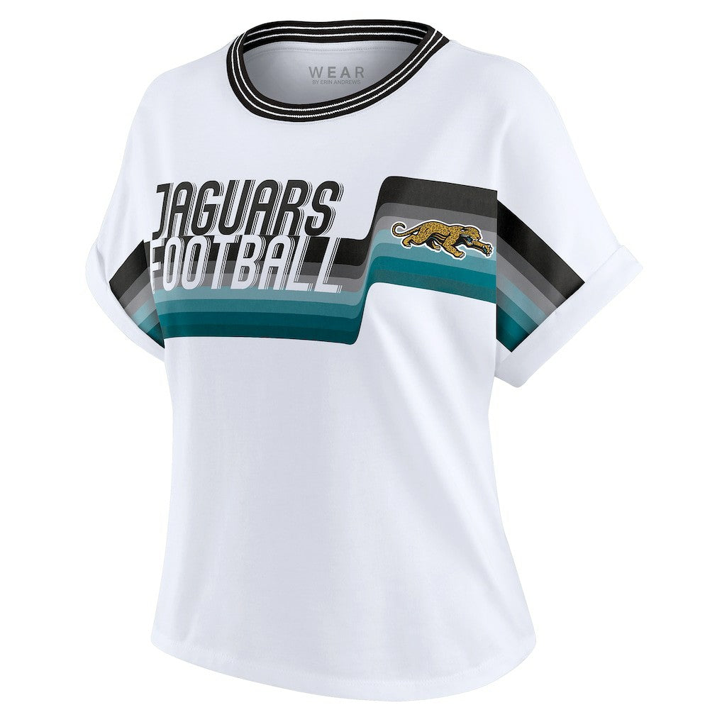 NFL Jacksonville Jaguars WEAR by Erin Andrews Women's Cropped Center Stripe Dolman T-Shirt