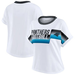 NFL Carolina Panthers WEAR by Erin Andrews Women's Cropped Center Stripe Dolman T-Shirt