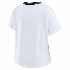 NFL Carolina Panthers WEAR by Erin Andrews Women's Cropped Center Stripe Dolman T-Shirt