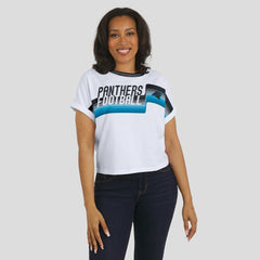 NFL Carolina Panthers WEAR by Erin Andrews Women's Cropped Center Stripe Dolman T-Shirt