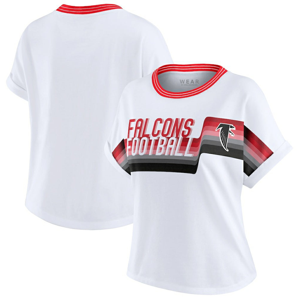 NFL Atlanta Falcons WEAR by Erin Andrews Women's Cropped Center Stripe Dolman T-Shirt