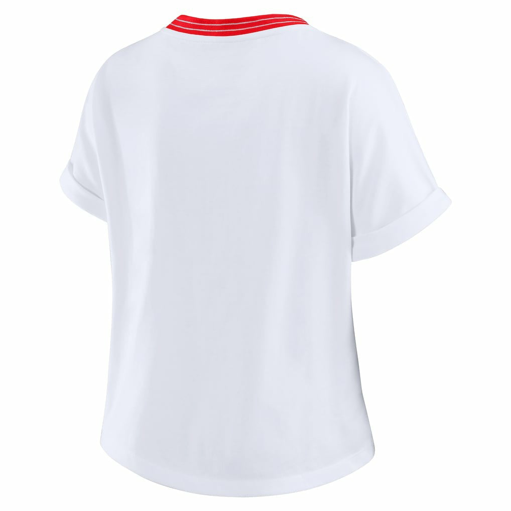 NFL Atlanta Falcons WEAR by Erin Andrews Women's Cropped Center Stripe Dolman T-Shirt