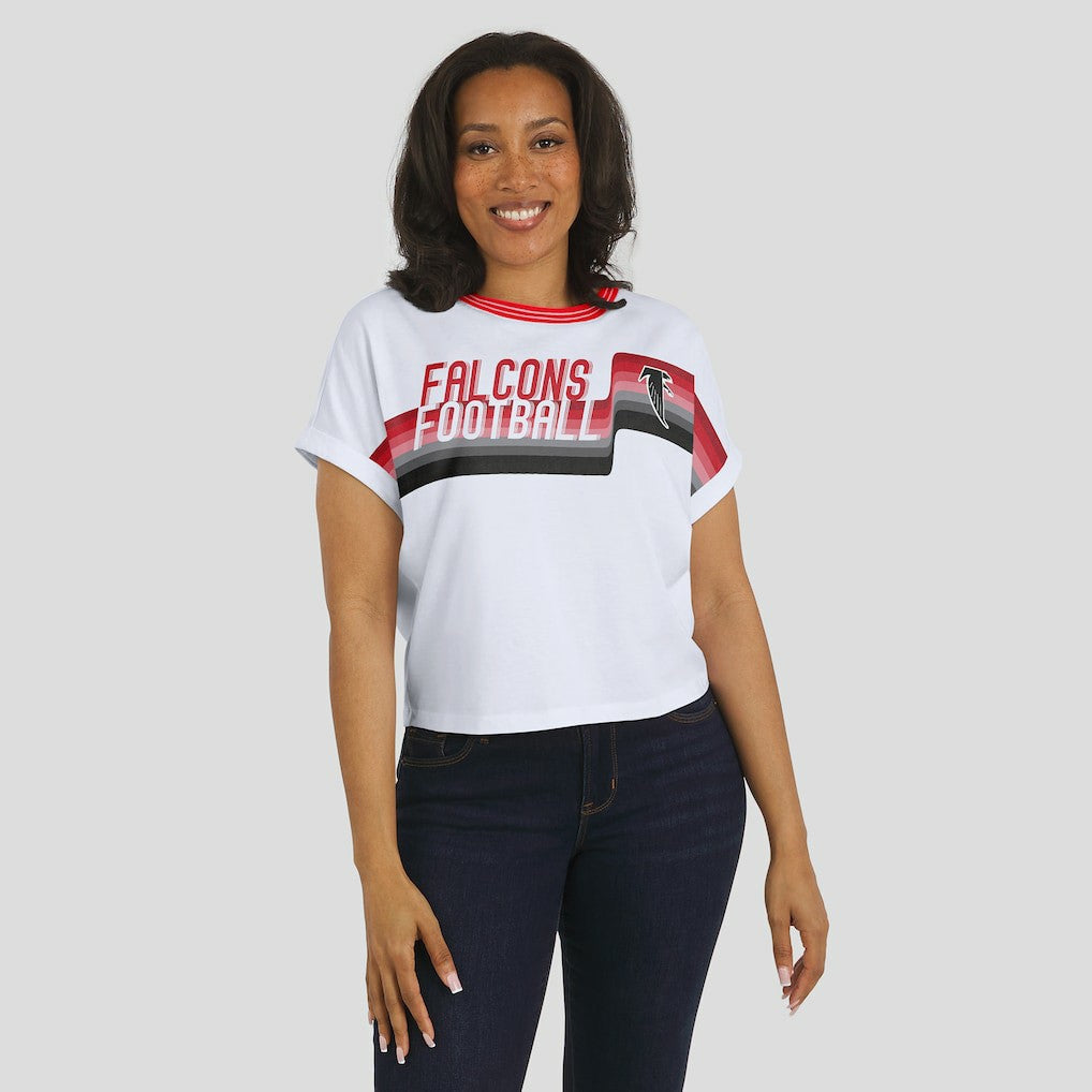 NFL Atlanta Falcons WEAR by Erin Andrews Women's Cropped Center Stripe Dolman T-Shirt