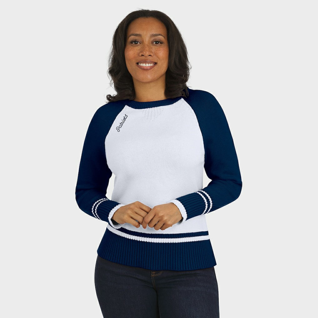 NFL New England Patriots WEAR by Erin Andrews Women's Colorblock Raglan Sweater