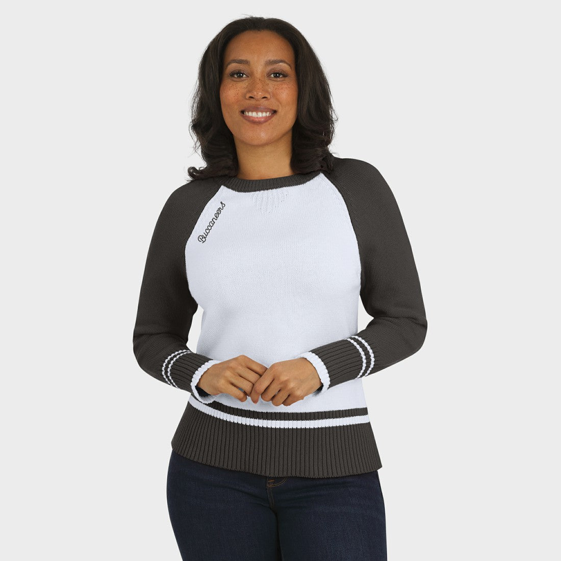 NFL Tampa Bay Buccaneers WEAR by Erin Andrews Women's Colorblock Raglan Sweater