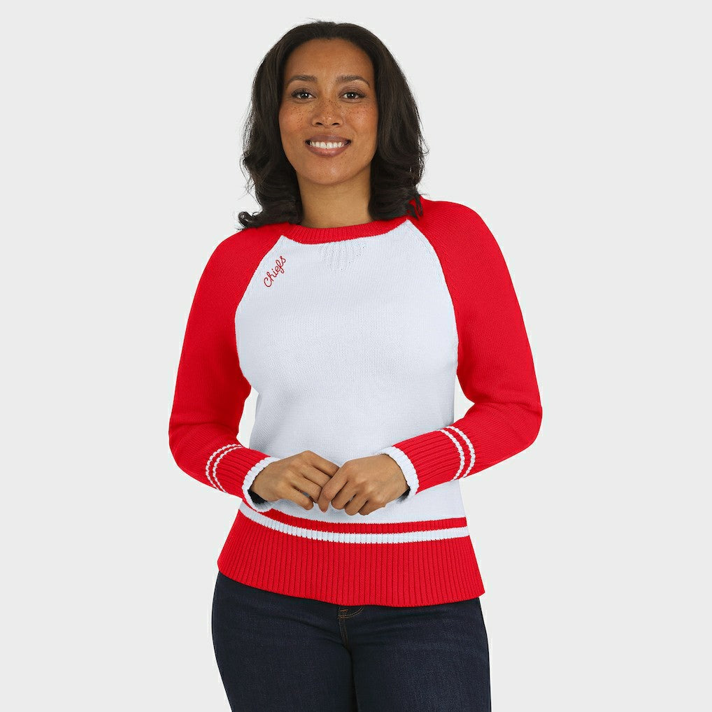 NFL Kansas City Chiefs WEAR by Erin Andrews Women's Colorblock Raglan Sweater