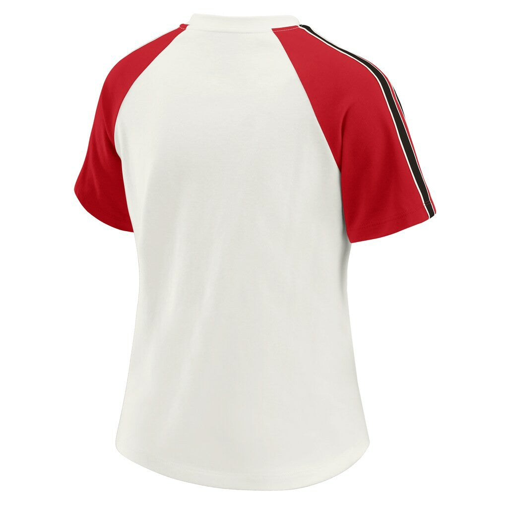 NFL Atlanta Falcons WEAR by Erin Andrews Women's Sleeve Stripe Distressed Raglan T-Shirt